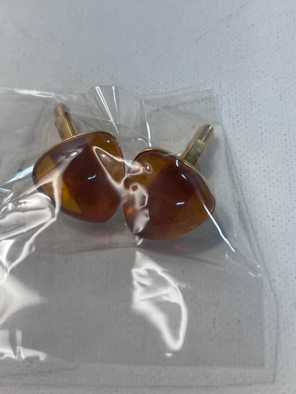Vintage triangular amber cufflinks